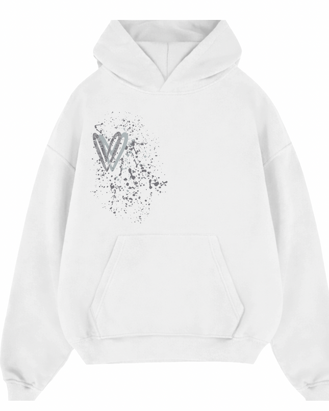 Grey Paisley Heart Printed  Hoodie Kids