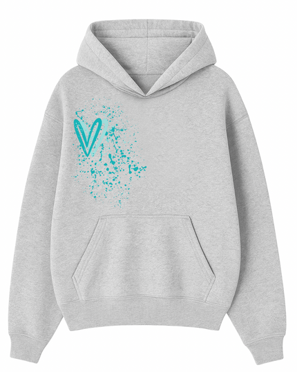 Mint Heart Printed Hoodie Adults