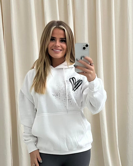 Dark Grey Heart Printed Hoodie Adults