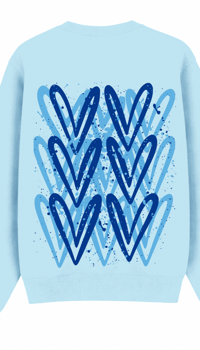 Royal Blue graffiti heart sweatshirt with spray paint effect print – women's sweatshirt by Miss Runway
