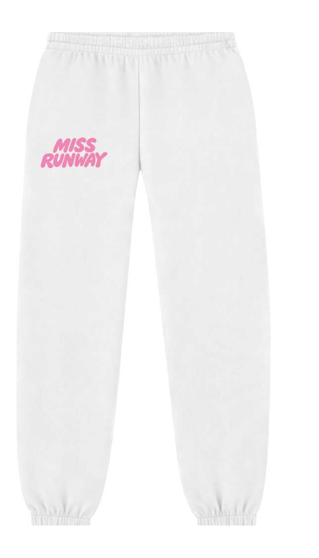 Miss Runway Established Joggers White/Hot Pink – adult printed joggers by Miss Runway