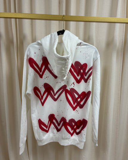 Red Hearts Spray Painted Zip Up Hoodie Adults