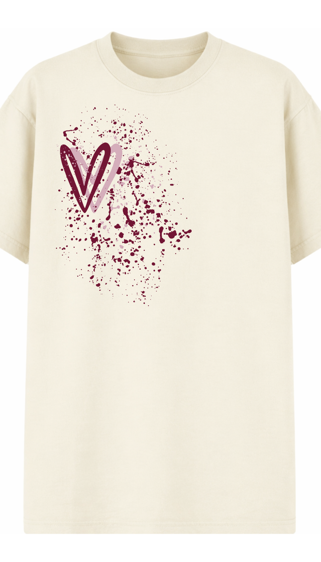 Burgundy Heart Printed T-shirt – image 4