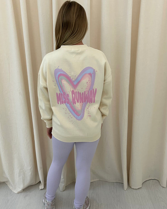 Miss Runway Pastel Heart Printed Sweatshirt & Leggings Adults