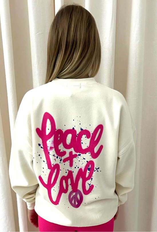 Peace & Love Graffiti Sweatshirt Cream