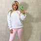 Coral/Pink Heart White Sweatshirt And Legging Set