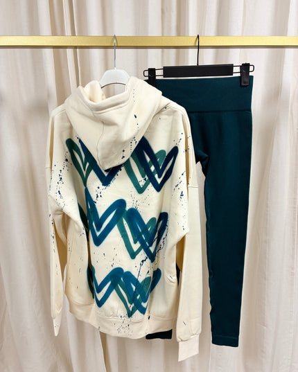 Teal Heart Cream Hoodie & Leggings Adults