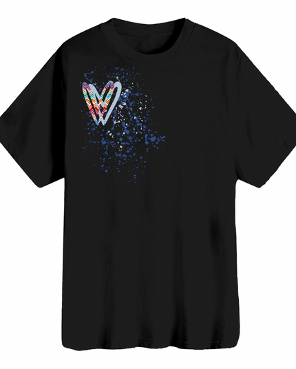 Multicoloured Zig Zag Heart Printed T-shirt Kid