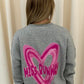 Miss Runway Pink Heart Graffiti Sweatshirt Grey