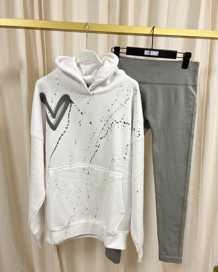 Grey Heart Spray Painted Hoodie & Leggings Kids