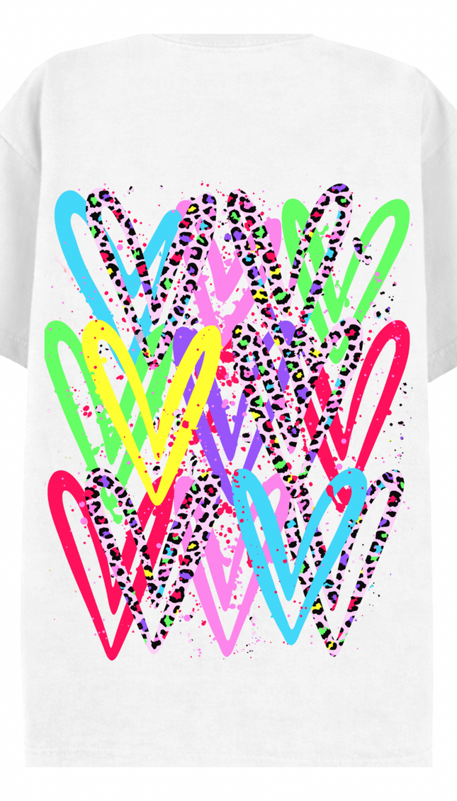 Multicoloured Zig Zag Heart Printed T-shirt – additional view