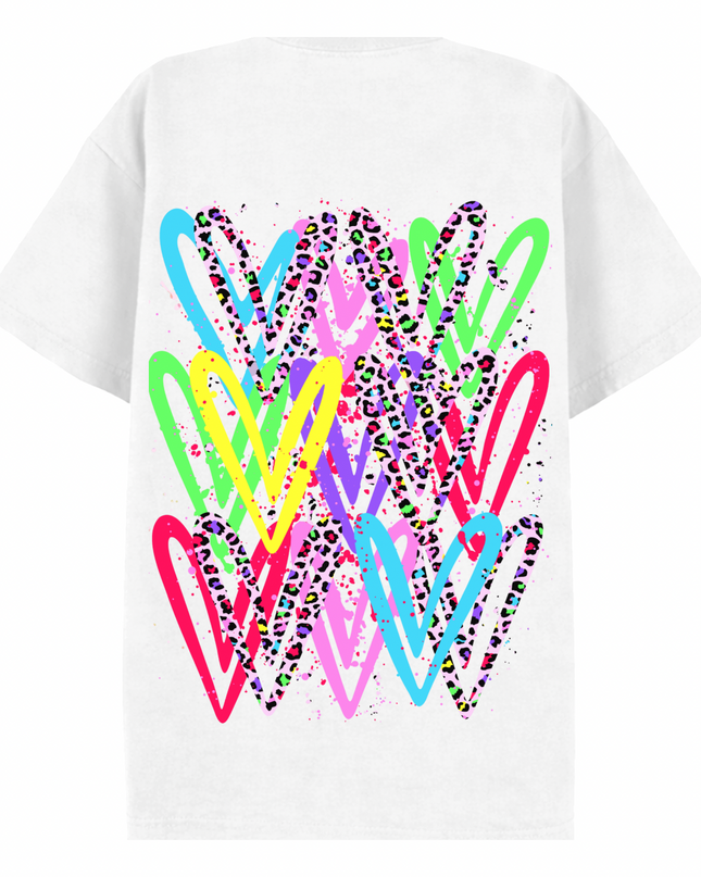 Multicoloured Zig Zag Heart Printed T-shirt Adult