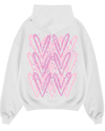 Pink Paisley Heart Printed Hoodie Adults