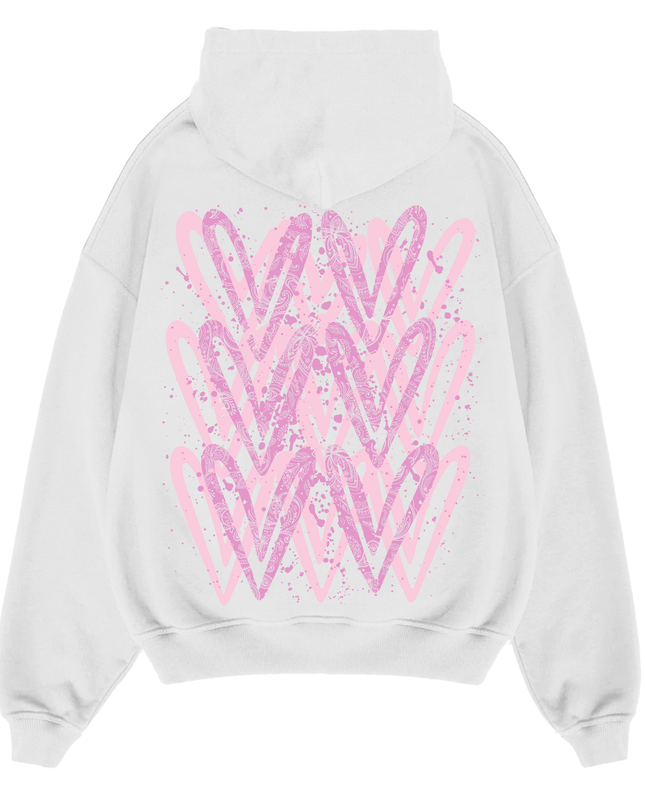 Pink Paisley Heart Printed Hoodie Adults