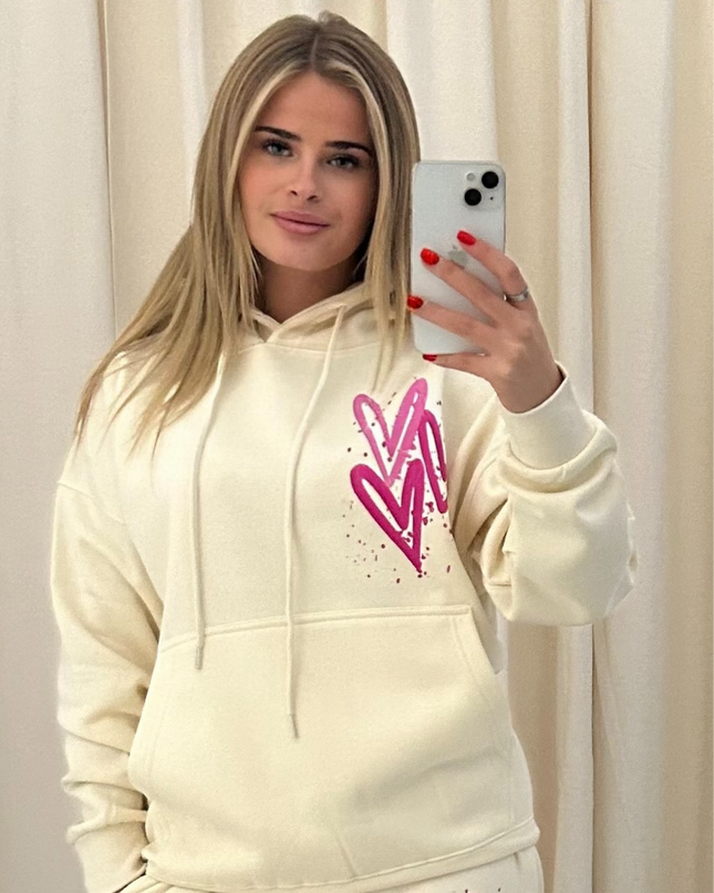 Miss Runway Pink Heart Printed Hoodie Adults