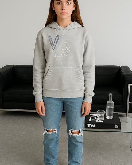 Grey Heart Printed Hoodie