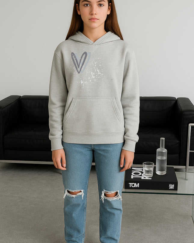 Grey Heart Printed Hoodie