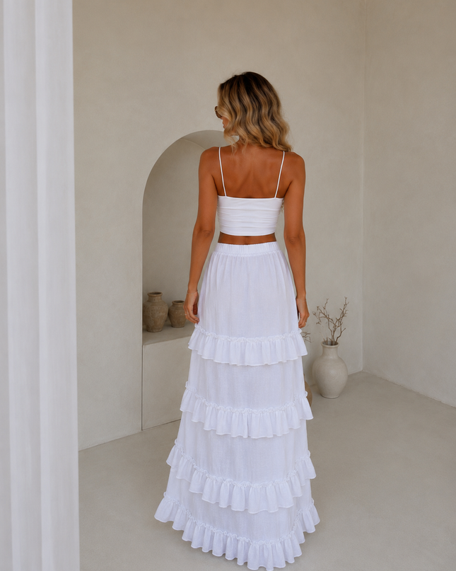 White Hi Low Skirt