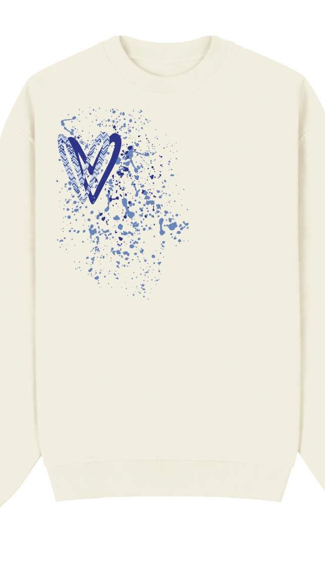 Royal Blue Zig Zag Heart Printed Sweatshirt – image 6