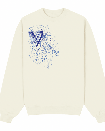Royal Blue Zig Zag Heart Printed Sweatshirt Adults
