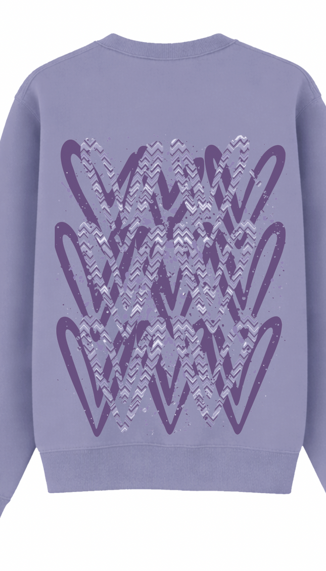 Lilac Zig Zag Heart Printed Sweatshirt – additional view