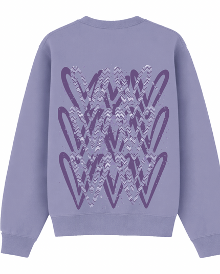 Lilac Zig Zag Heart Printed Sweatshirt Adults