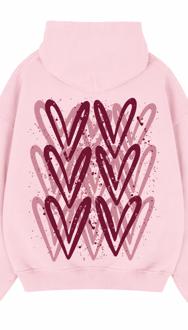 Burgundy Heart Printed Hoodie – image 9