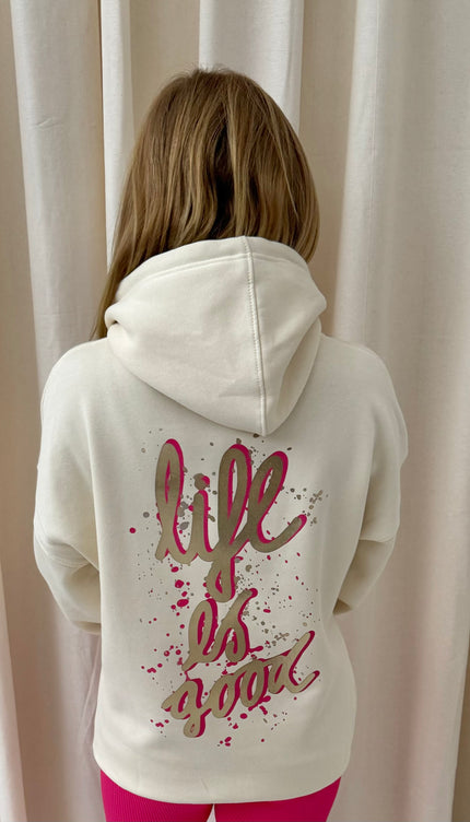 Life Is Good Graffiti Hoodie Cream