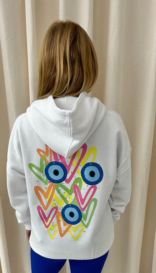 Neon Heart Evil Eye Printed Hoodie – image 8