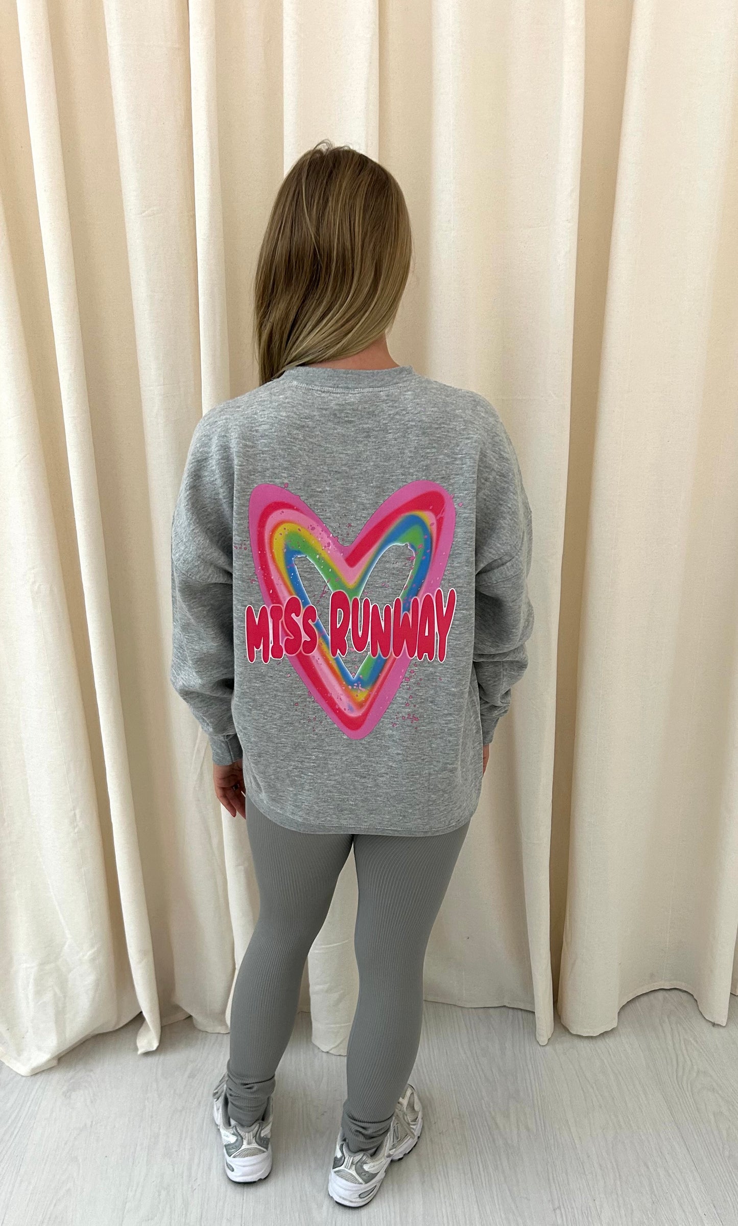 Miss Runway Multicolour Heart Graffiti Sweatshirt Legging Set Grey