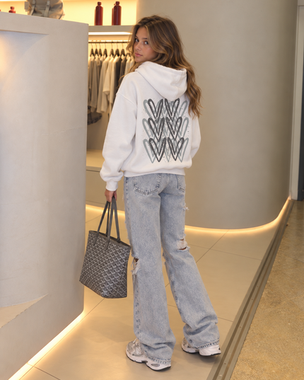 Graffiti Heart Hoodie White/Grey Kids
