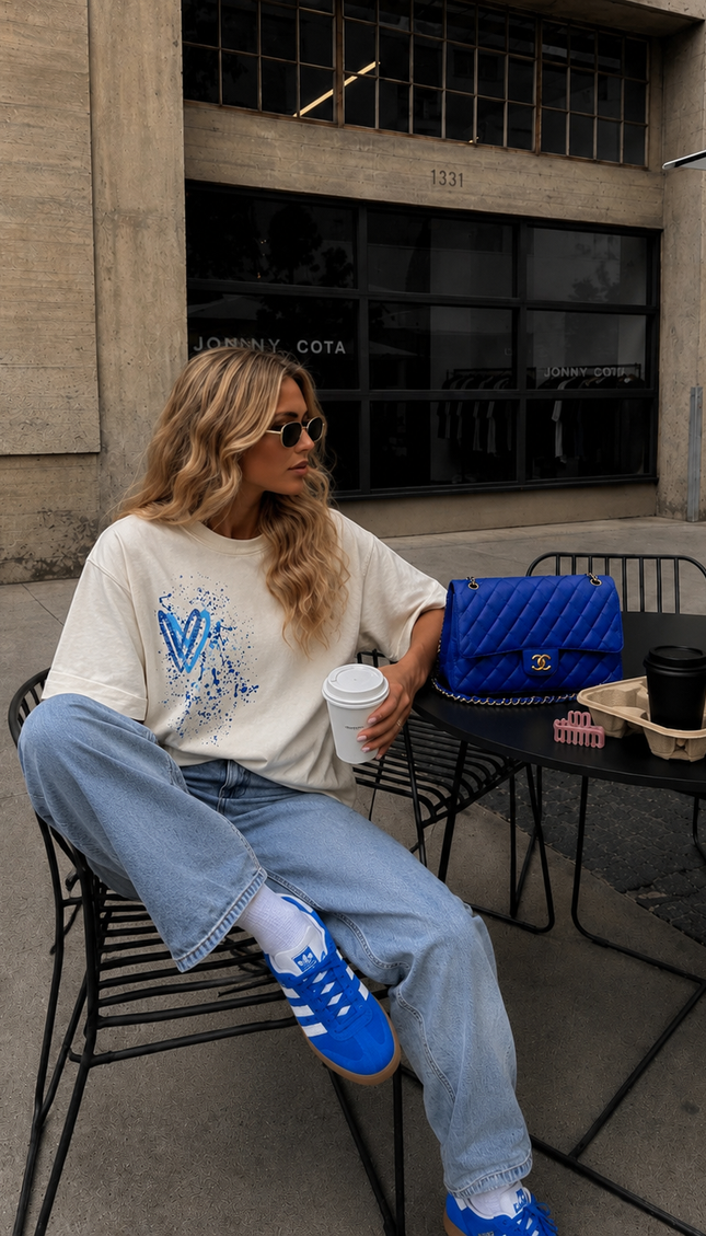 Royal Blue Paisley Heart T-shirt by Miss Runway – image 2