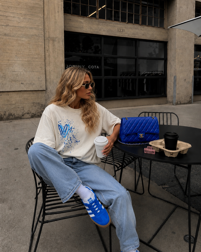 Royal Blue Paisley Heart T-shirt