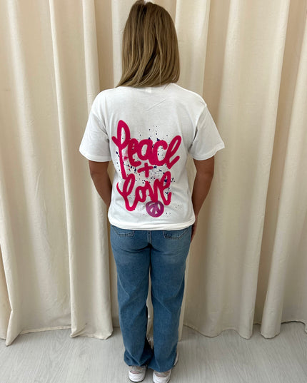 Peace + Love Graffiti T shirt White