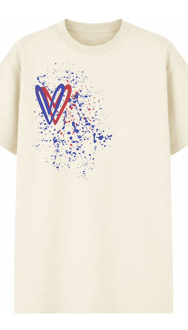 Red/Royal Blue Heart Printed T-shirt – image 4