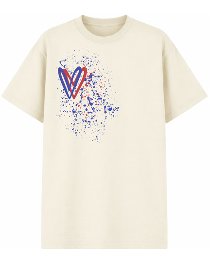 Red/Royal Blue Heart Printed T-shirt Adult