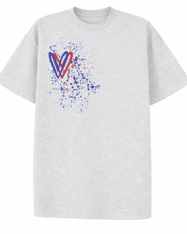 Red/Royal Blue Heart Printed T-shirt Adult