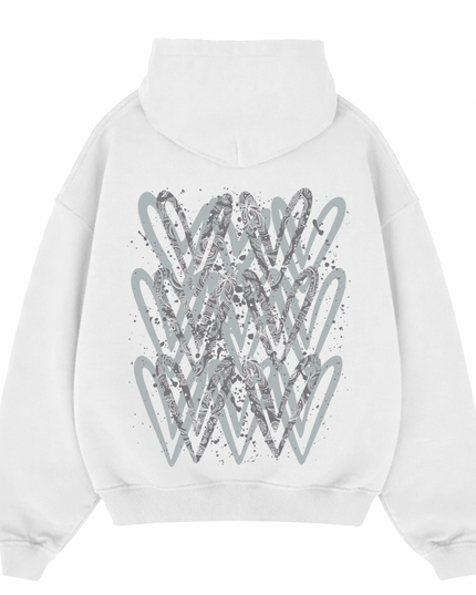 Grey Paisley Heart Printed Hoodie Adults