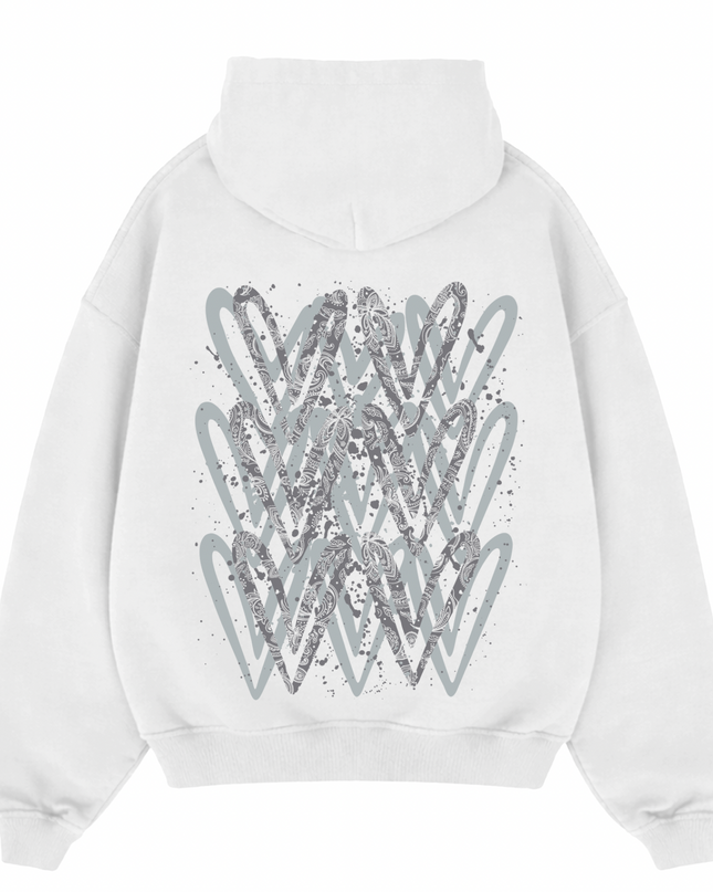Grey Paisley Heart Printed  Hoodie Kids