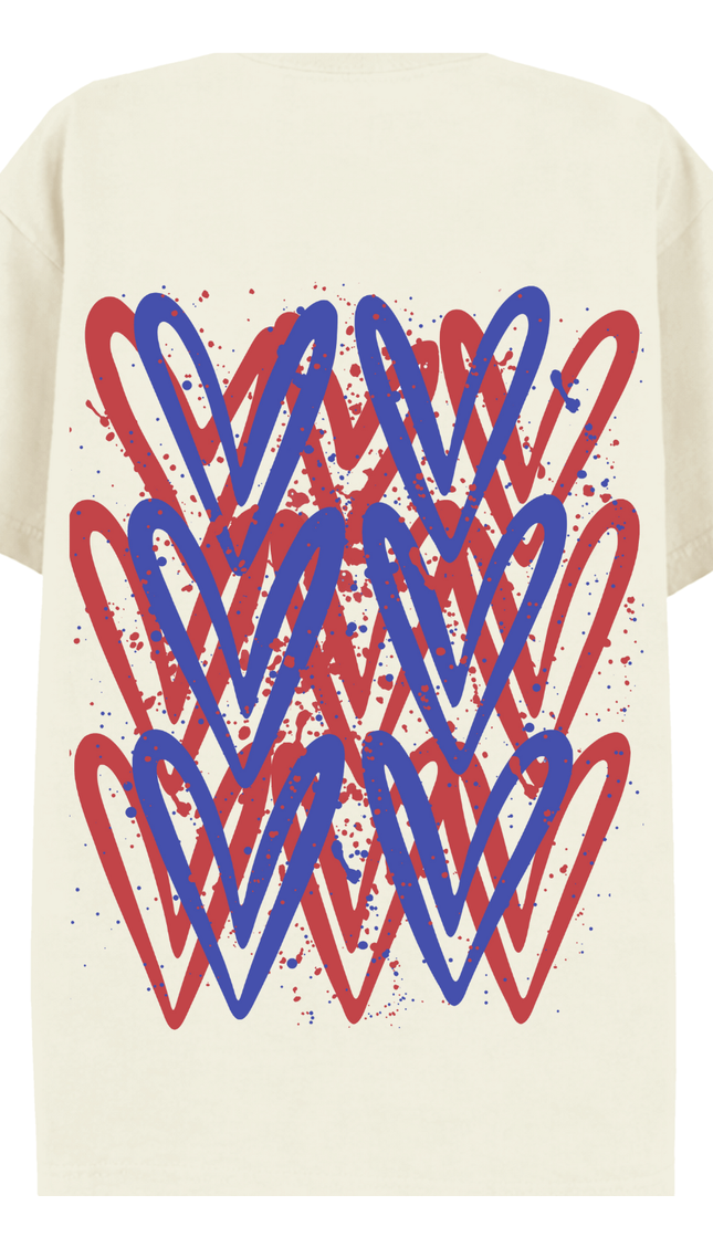 Red/Royal Blue Heart Printed T-shirt – additional view