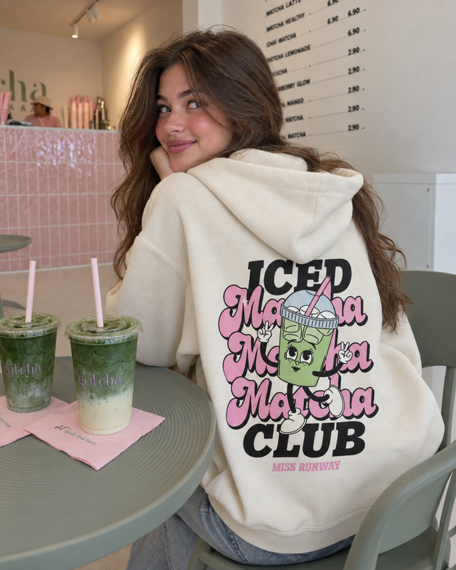Matcha Club Hoodie Ecru Kids