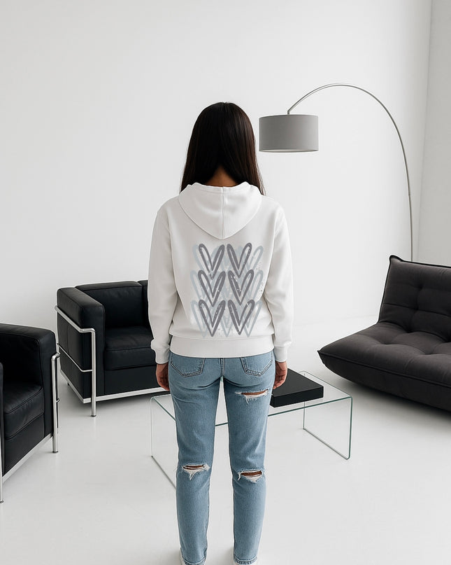 Grey Heart Printed Hoodie