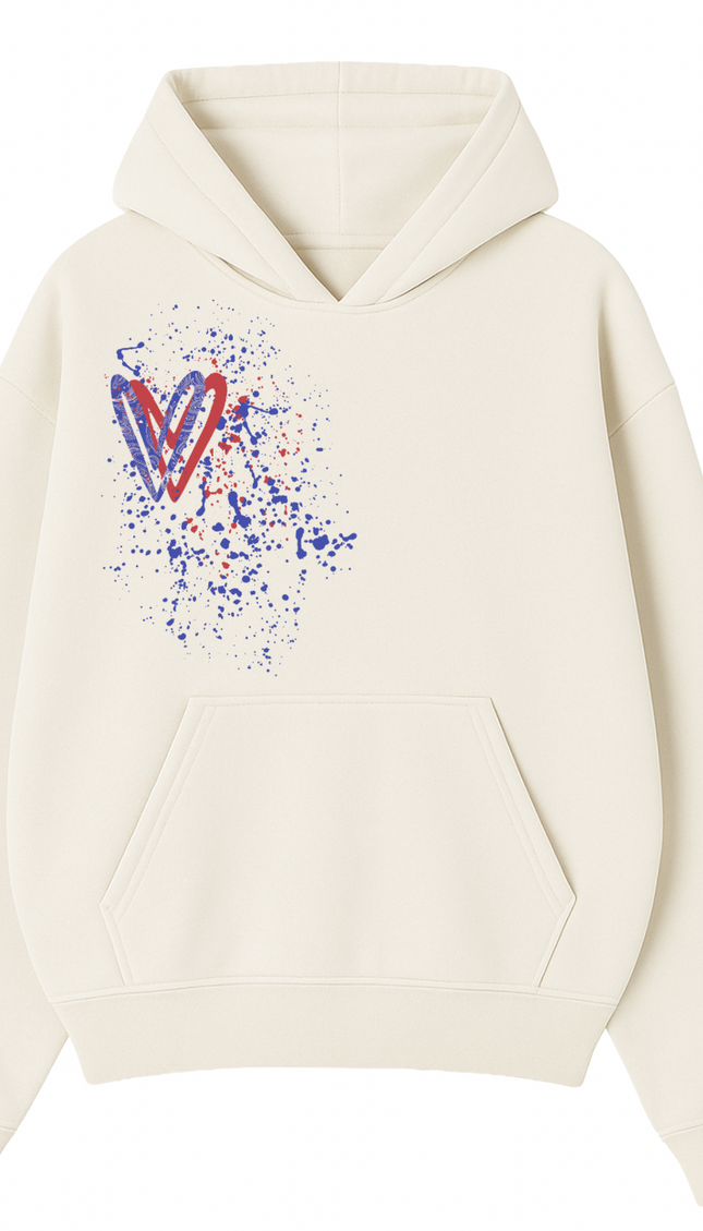 Red/Royal Paisley Heart Printed Hoodie – image 4