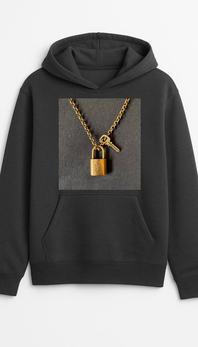 Gold Padlock Hoodie – adult printed hoodie by Miss Runway