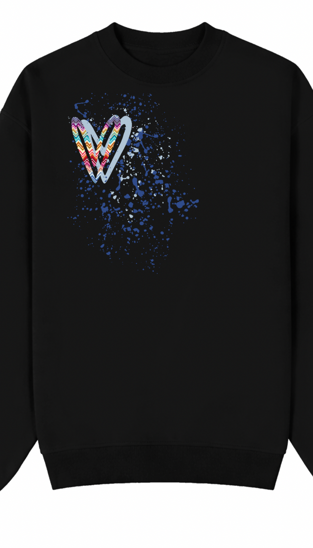 Multicoloured Zig Zag Heart Printed Sweatshirt – image 8