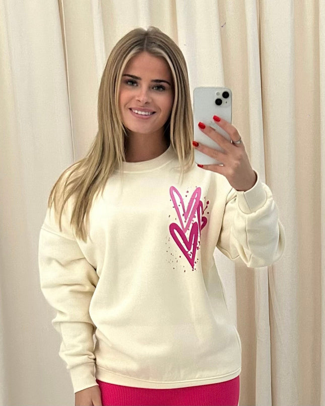 Miss Runway Pink Heart Printed Sweatshirt Adults