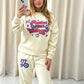 Angel Numbers Protect Your Energy Graffiti Sweatshirt Tracksuit Cream - Red/Blue