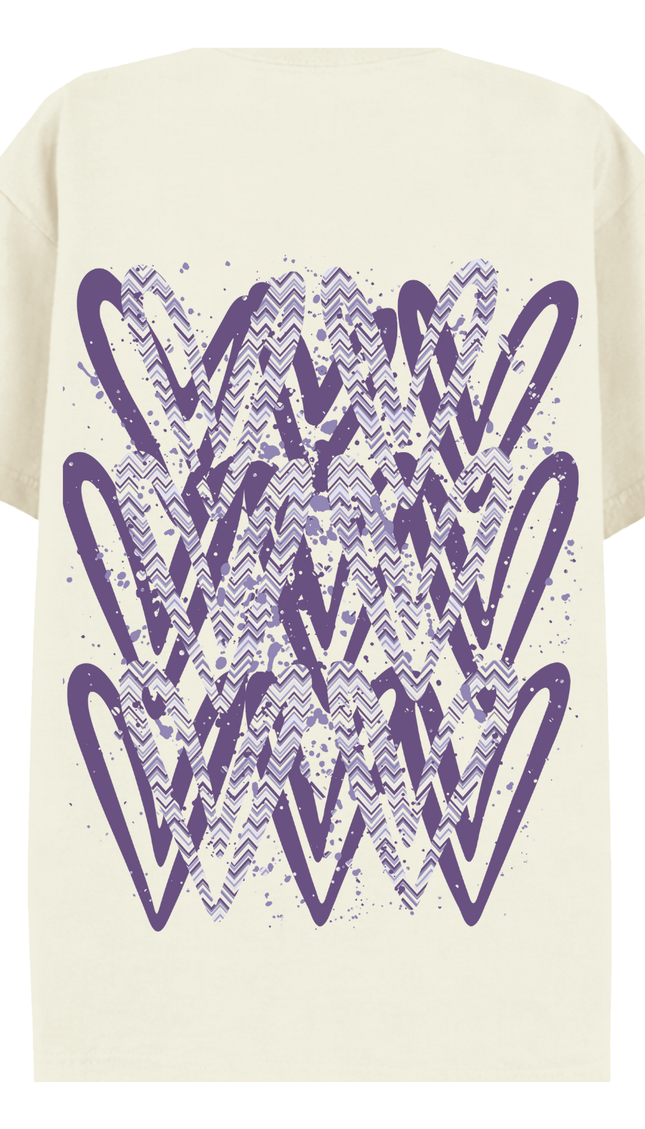 Lilac Zig Zag Heart Printed T-shirt – image 6
