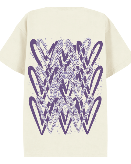 Lilac Zig Zag Heart Printed T-shirt Adult