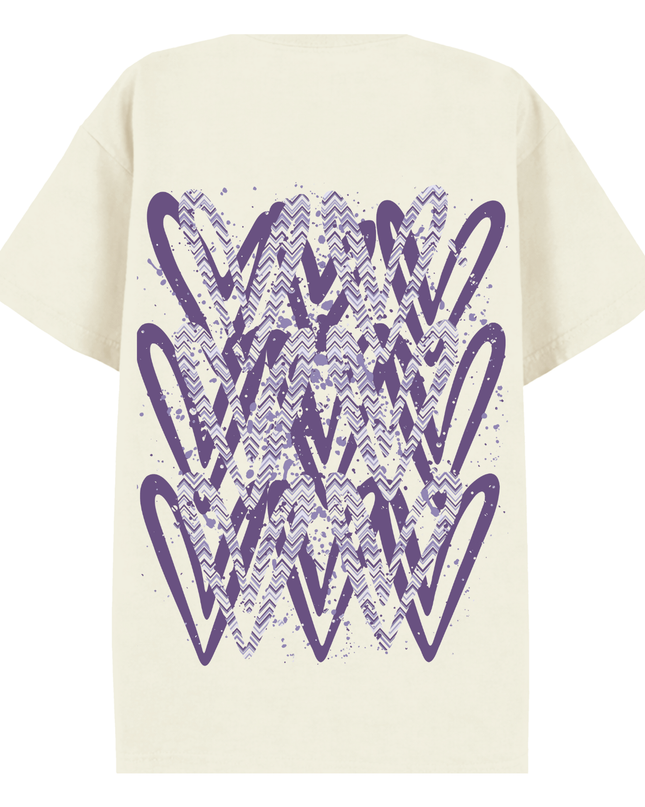 Lilac Zig Zag Heart Printed T-shirt Adult
